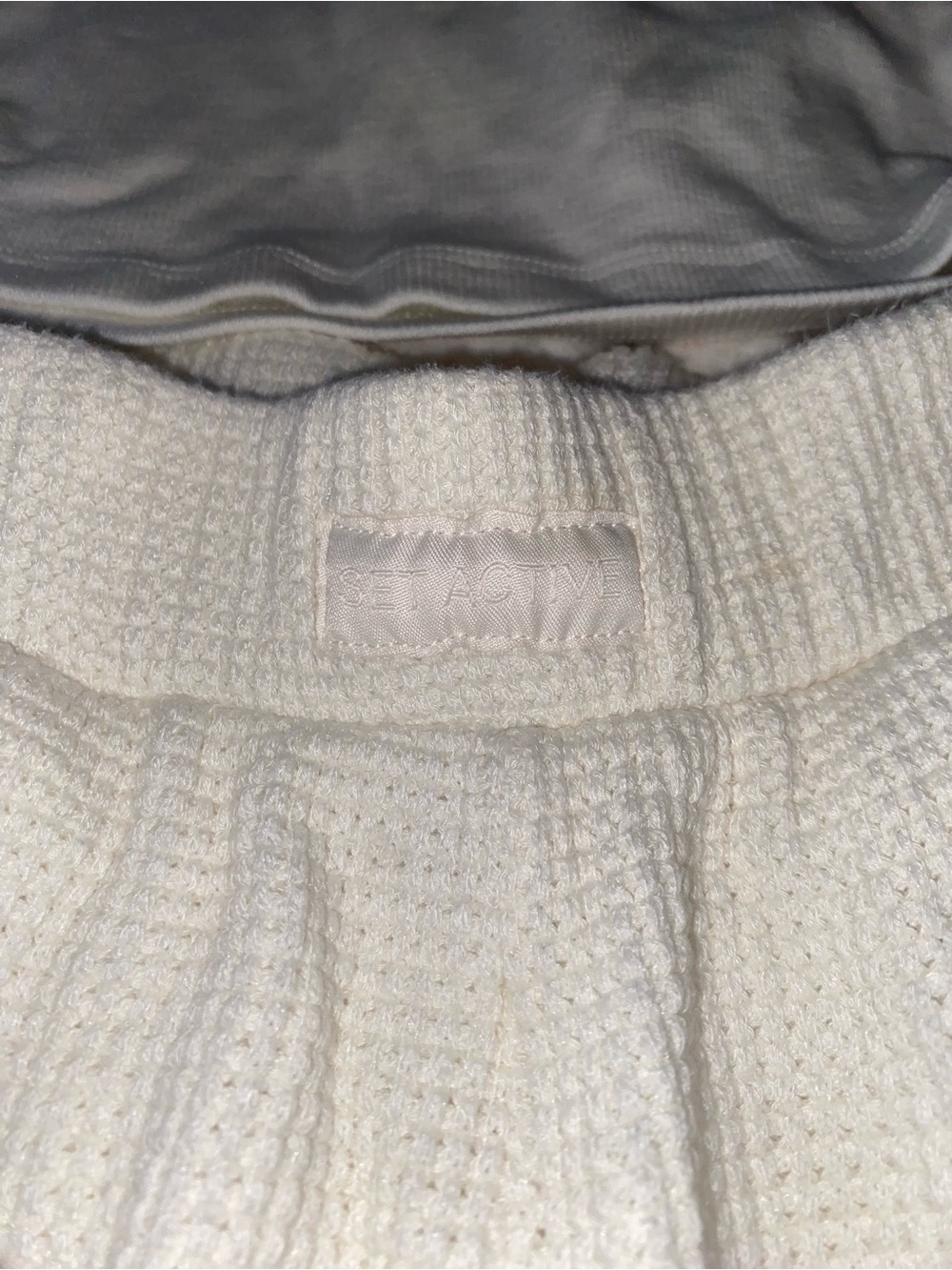 SET Active Cream Waffle Knit Joggers with White Crop Tee - Picture 2 of 3